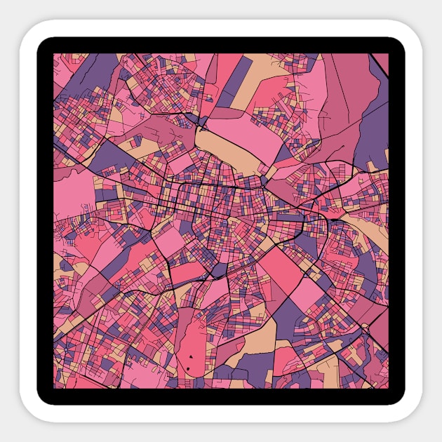 Sofia Map Pattern in Purple & Pink Sticker by PatternMaps